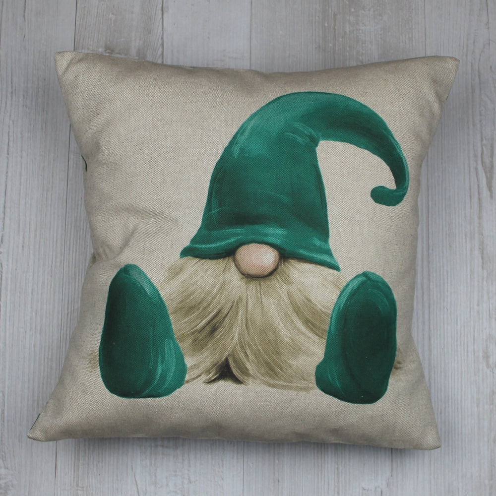 Whimsical Gnome Cushion – Available in Red, Green, Blue &amp; Grey