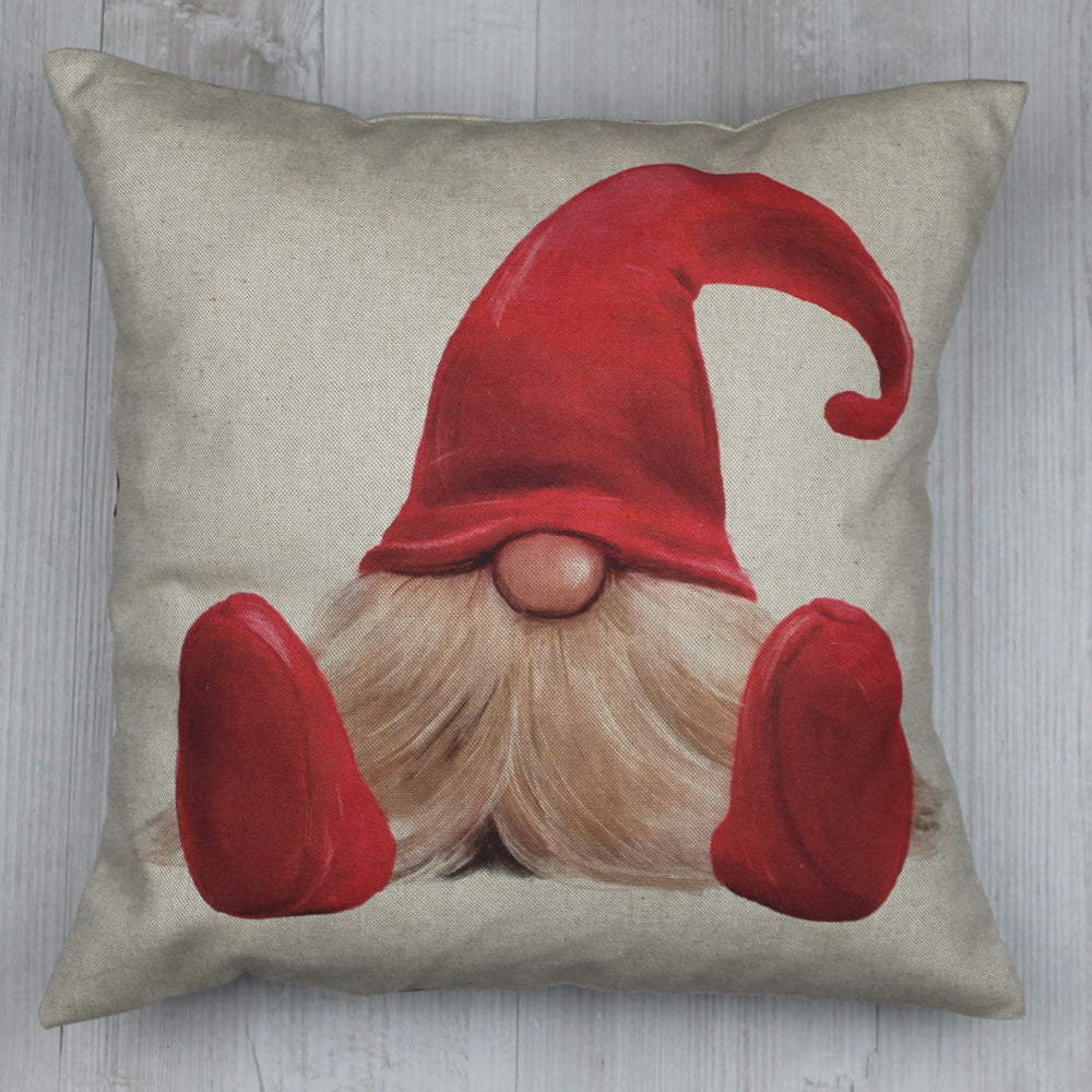 Whimsical Gnome Cushion – Available in Red, Green, Blue &amp; Grey