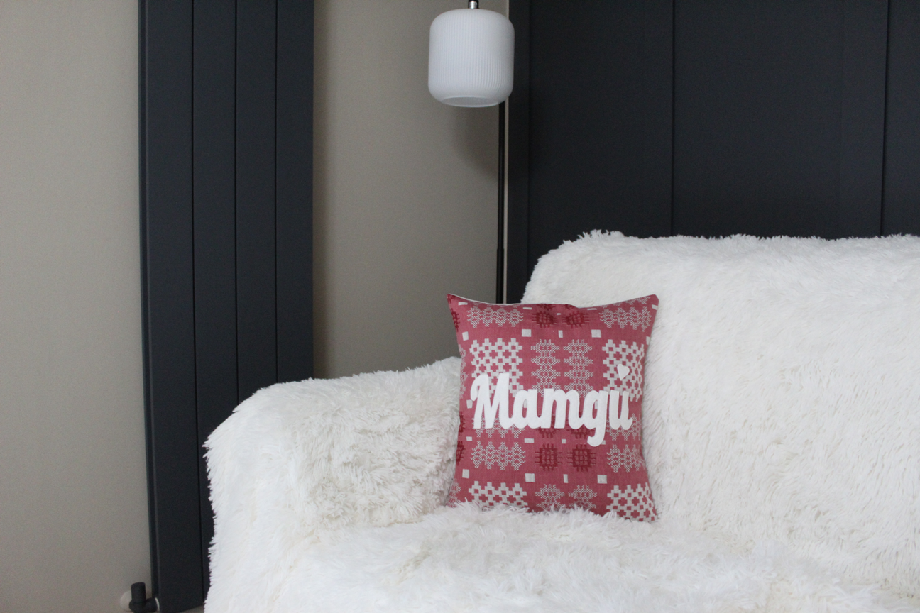 Nan Cushion - Pink Welsh Tapesty Style Fabric