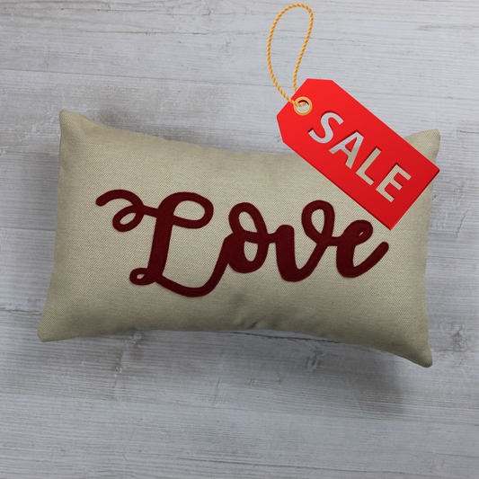 Love Appliqué Valentine Cushion – Bright Pink Wool Cushion