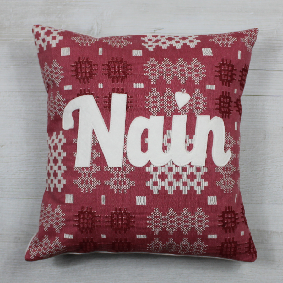 Nan Cushion - Pink Welsh Tapesty Style Fabric