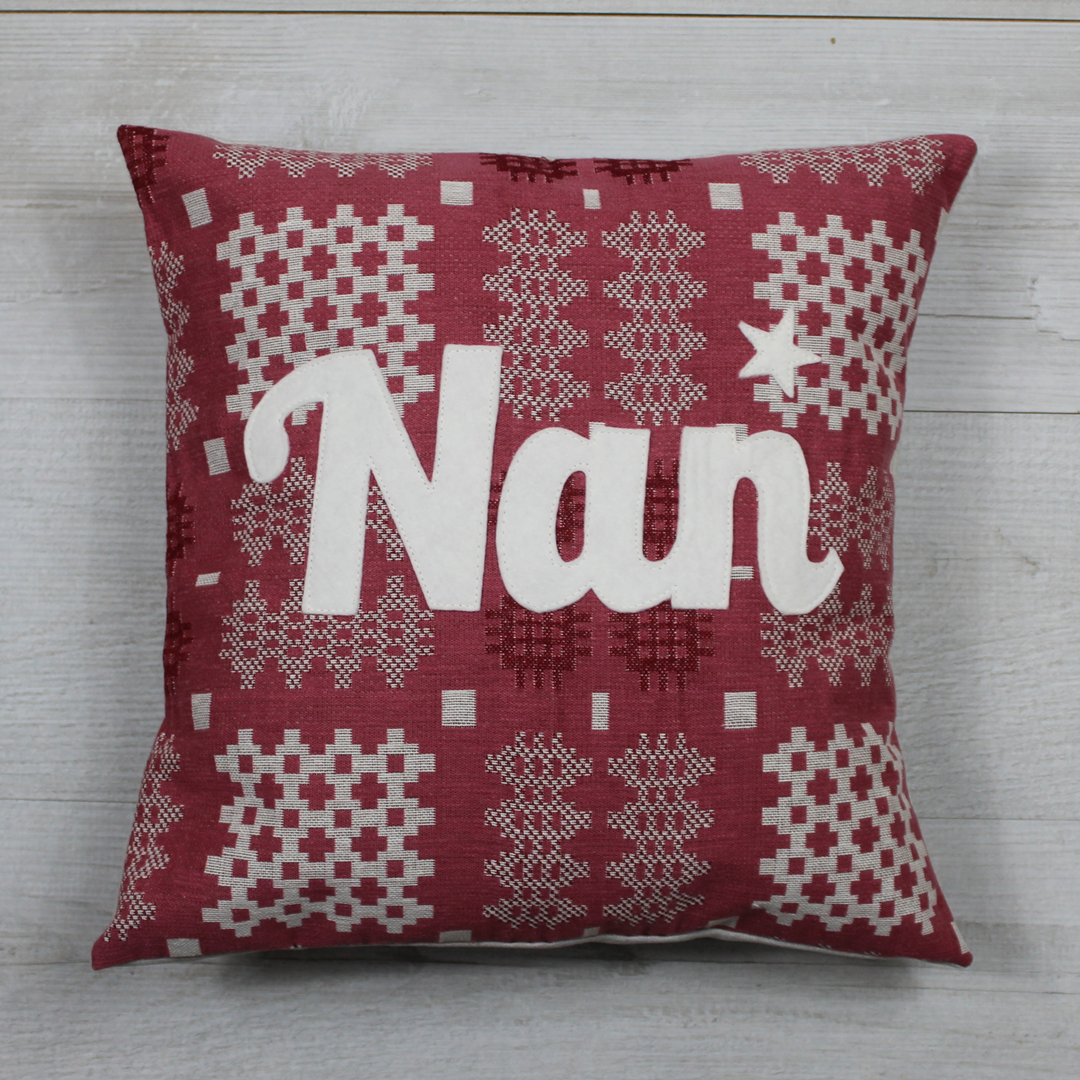 Nan Cushion - Pink Welsh Tapesty Style Fabric