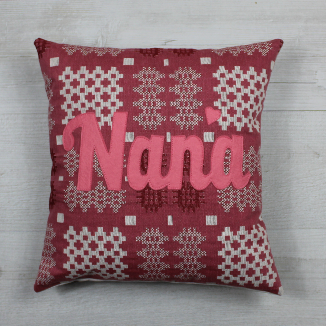 Nan Cushion - Pink Welsh Tapesty Style Fabric