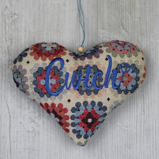 "Cwtch" "Hug"  Floral Crochet style Heart