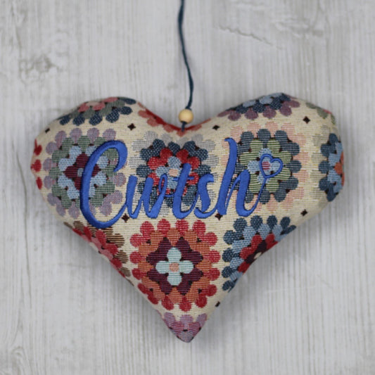 "Cwtsh" "Hug"  Floral Crochet style Heart