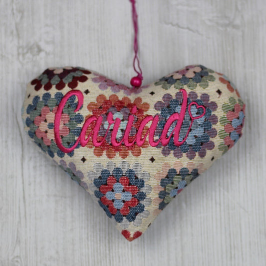 "Cariad" "Love/ Sweet Heart"  Floral Crochet style Heart