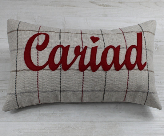 Tartan Cariad Cushion / Love Cushion