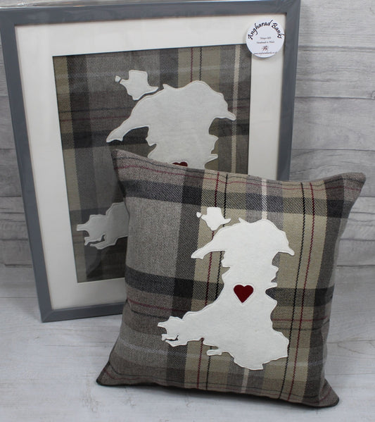 Map of Wales Frame / Cymru Frame (Grey Tartan)