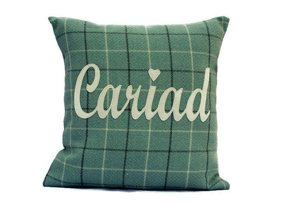 Tartan Cariad Cushion / Love Cushion